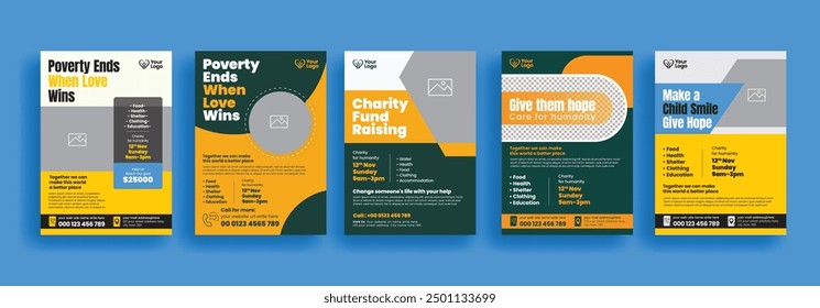 set of print flyer or poster template for Charity fundraising event, charity foundation, donation concept leaflet, Ngo Flyer design bundle