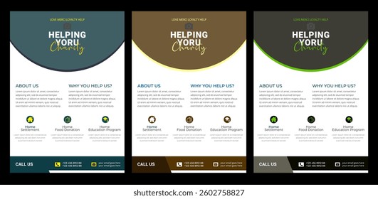 set of print flyer or poster template for Charity fundraising event, charity foundation, donation concept leaflet, Ngo Flyer design bundle Medical charity flyer template with brochure creative.