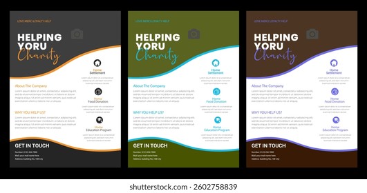 set of print flyer or poster template for Charity fundraising event, charity foundation, donation concept leaflet, Ngo Flyer design bundle Medical charity flyer template with brochure creative.