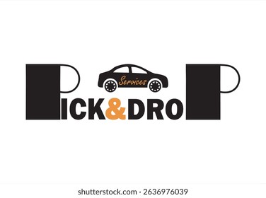 set of Print, set of pick up and drop service, delivery service logo, Pick and drop to destination location, track vehicle system on map