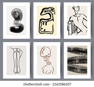 Conjunto de carteles de arte imprimibles en la pared al estilo escandinavo. Colección de arte moderno abstracto para el diseño interior. Ilustración vectorial. 