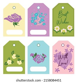Set of printable cute gift tags with flowers.