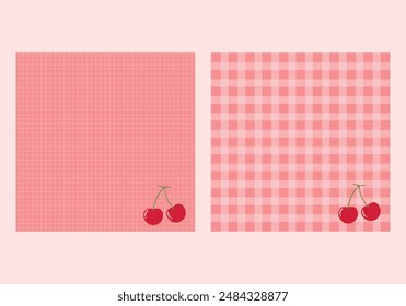 Set of printable pink cherry note paper