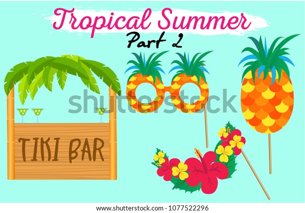 Set Printable Tropical Party Photo Booth Stock Vector (Royalty Free ...