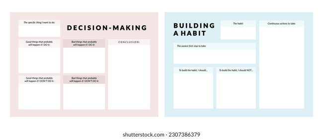 Conjunto de manifestaciones vectoriales imprimibles, afirmación, planeamiento de gratitud establecido para el diario, autorreflexión, autocuidado, afiche, trabajo en la sombra o entrenamiento