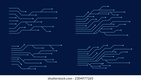 Juego de tarjetas de circuitos impresos. Resumen de la placa de circuito futurista. Tarjeta de circuito digital de alta tecnología. Elementos de diseño de tecnología futurista. Ilustración del vector