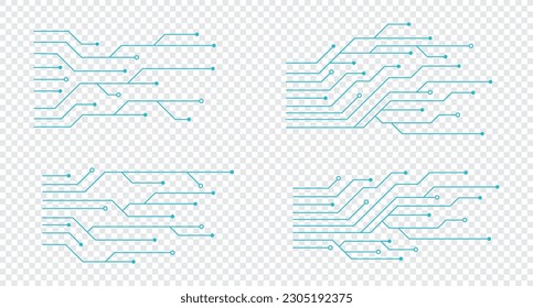 Juego de tarjetas de circuitos impresos. Resumen de la placa de circuito futurista. Tarjeta de circuito digital de alta tecnología. Elementos de diseño de tecnología futurista. Ilustración del vector