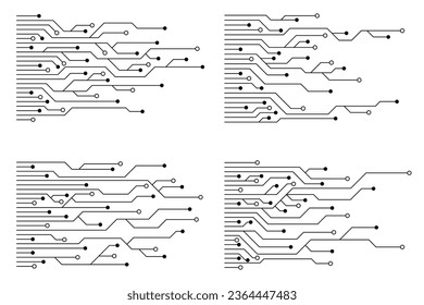 Set of printed circuit board. Abstract futuristic circuit board. Hi tech digital circuit board. Futuristic technology design elements. Vector illustration