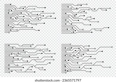 Set of printed circuit board. Abstract futuristic circuit board. Hi tech digital circuit board. Futuristic technology design elements. Vector illustration