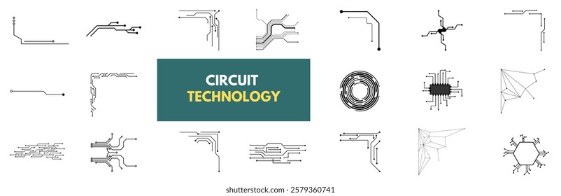 Set of printed circuit board. Abstract futuristic circuit board. Hi tech digital circuit board. Futuristic technology design elements. Vector illustration