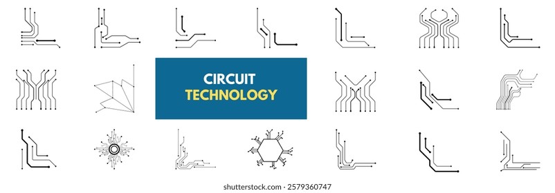 Set of printed circuit board. Abstract futuristic circuit board. Hi tech digital circuit board. Futuristic technology design elements. Vector illustration