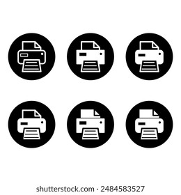 Set of Printer document web icon, printout machine technology flat sign vector illustration .