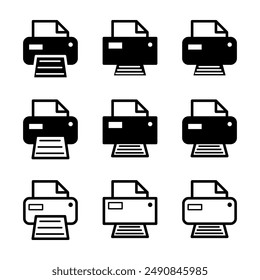 Set of Printer document web icon, printout machine technology flat sign vector illustration .