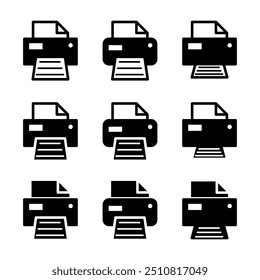 Conjunto de Impressora ícone da web do documento, ilustração do vetor de sinal plano da tecnologia da máquina de impressão .