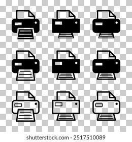 Conjunto de Impressora ícone da web do documento, ilustração do vetor de sinal plano da tecnologia da máquina de impressão .