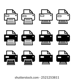 Conjunto de Impressora ícone da web do documento, ilustração do vetor de sinal plano da tecnologia da máquina de impressão .