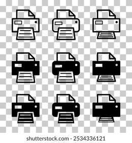 Conjunto de Impressora ícone da web do documento, ilustração do vetor de sinal plano da tecnologia da máquina de impressão .