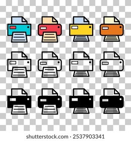 Conjunto de Impressora ícone da web do documento, ilustração do vetor de sinal plano da tecnologia da máquina de impressão .