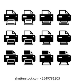 Conjunto de Impressora ícone da web do documento, ilustração do vetor de sinal plano da tecnologia da máquina de impressão .