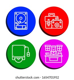Conjunto de iconos de impresora. Como el disco duro, la bolsa de cámara, la oficina, los iconos de la impresora