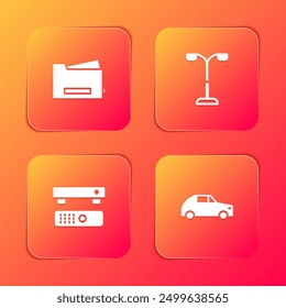 Set Printer, Street light, Multimedia and TV box and Car icon. Vector