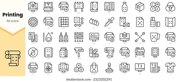 Set of printing Icons. Simple line art style icons pack. Vector illustration