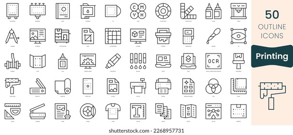 Set of printing icons. Thin linear style icons Pack. Vector Illustration