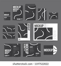 Set of printing material designs mockup vector