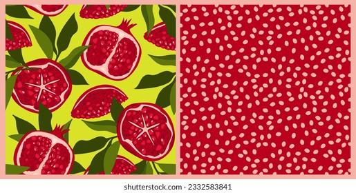 set of prints acid endless background with grenades and red polka dot. juicy vivid summer prints