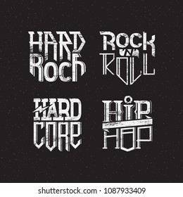 set of prints on a T-shirt on a theme music, different directions