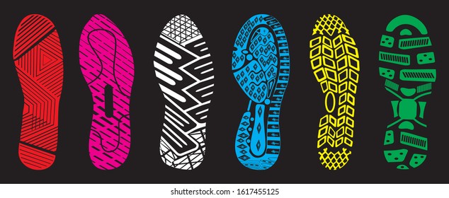 set prints of shoes vector illustration