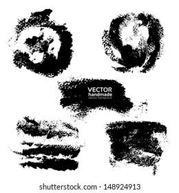 Set of prints and textured brush strokes paint