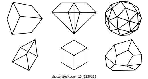 Conjunto de icono de forma geométrica de pirámide de prisma en una Ilustración vectorial de estilo plano.