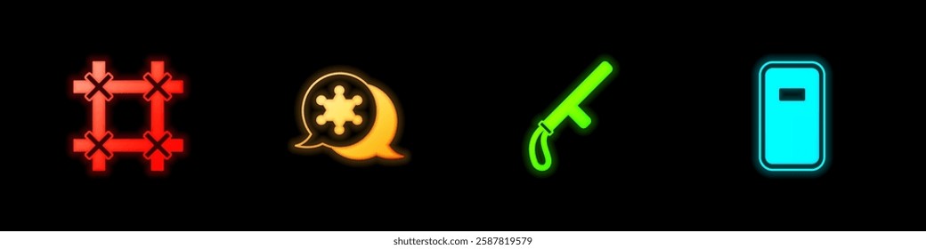 Set Prison window, Hexagram sheriff, Police rubber baton and assault shield icon. Vector