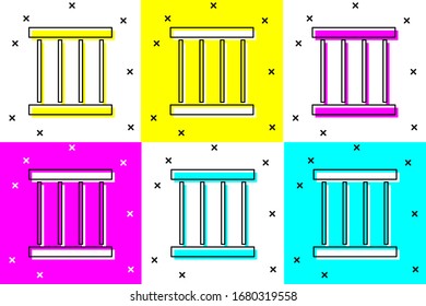 Set Prison window icon isolated on color background.  Vector Illustration