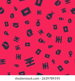 Set Prisoner, Law book,  and Location law on seamless pattern. Vector