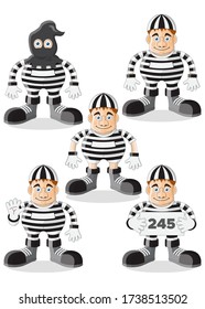 Un conjunto de prisioneros. Aislado sobre fondo blanco. Ilustración vectorial.