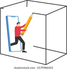 Set privacy zone, personal barrier to focus or work boundary. Flat vector illustration

