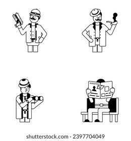 Set of Private Detectives Glyph Characters 


