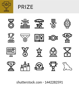 Set of prize icons such as Award, Medal, Bonus, Merry go round, Kneepad, Trophy, Certificate, Rank, Seal , prize