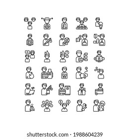 Set of problem person man outline style icon and illustration - vector
