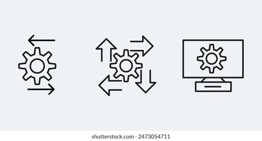 set processing workflow process icon, data update line icon