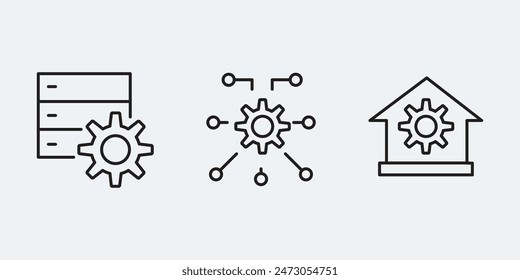 set processing workflow process icon, data update line icon