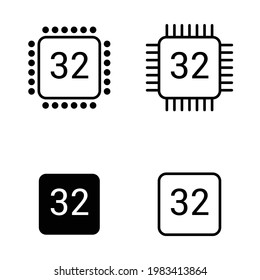 Set Of Processor 32 Bit Icon Vector Illustration