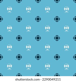 Set Processor with CPU and Web camera on seamless pattern. Vector
