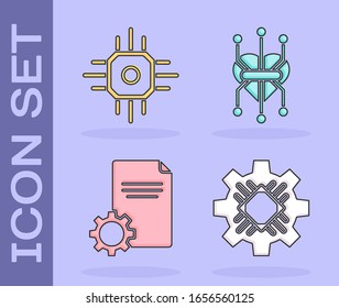 Set Processor, Processor, File document and Processor icon. Vector