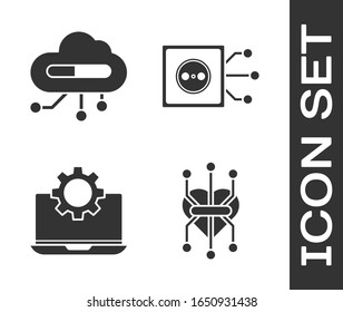 Set Processor, Internet of things, Laptop and gear and Remote control icon. Vector
