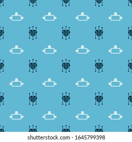 Set Processor and Virtual reality glasses on seamless pattern. Vector