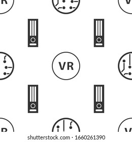 Set Processor, Virtual reality and Video game console on seamless pattern. Vector
