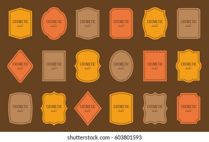 Set of product label templates. Different shapes. Cosmetic or food packaging